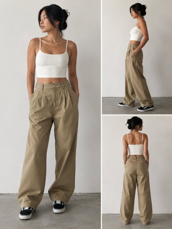 Taper Khak Pants - High Loose Taper Khaki Wide Leg Pants Size 30